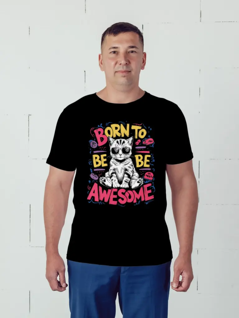 PawzitiveVibes Tee – Born to Be Awesome Cat Shirt