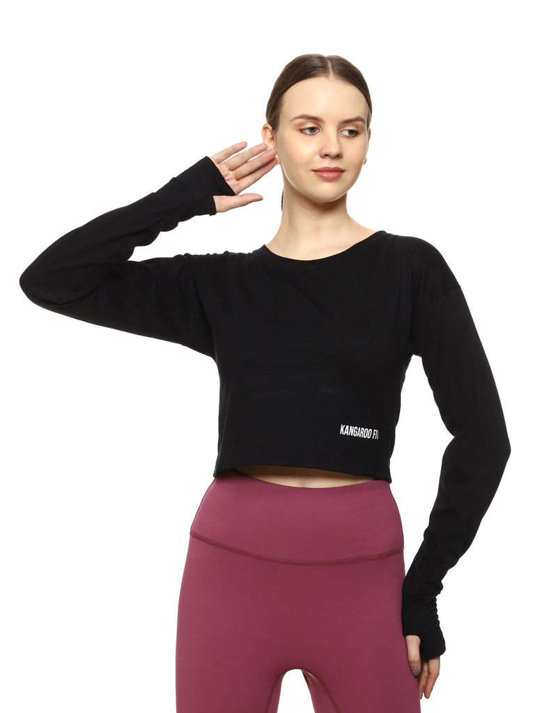 Thumb Hole Casual Crop Top