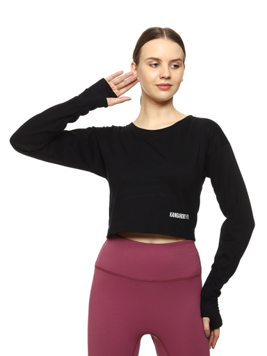 Thumb Hole Casual Crop Top