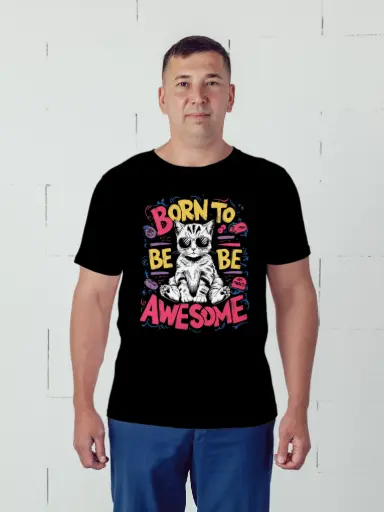 PawzitiveVibes Tee – Born to Be Awesome Cat Shirt