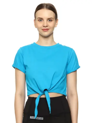 Calvary Sea Blue Crop Top Tie Knot